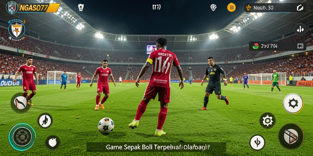 Tampilan gameplay menarik dari NGASO77 dengan grafis sepak bola yang realistis.