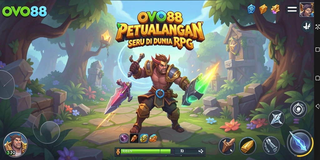 Screenshot OVO88 menampilkan aksi pertarungan epik di dunia RPG.